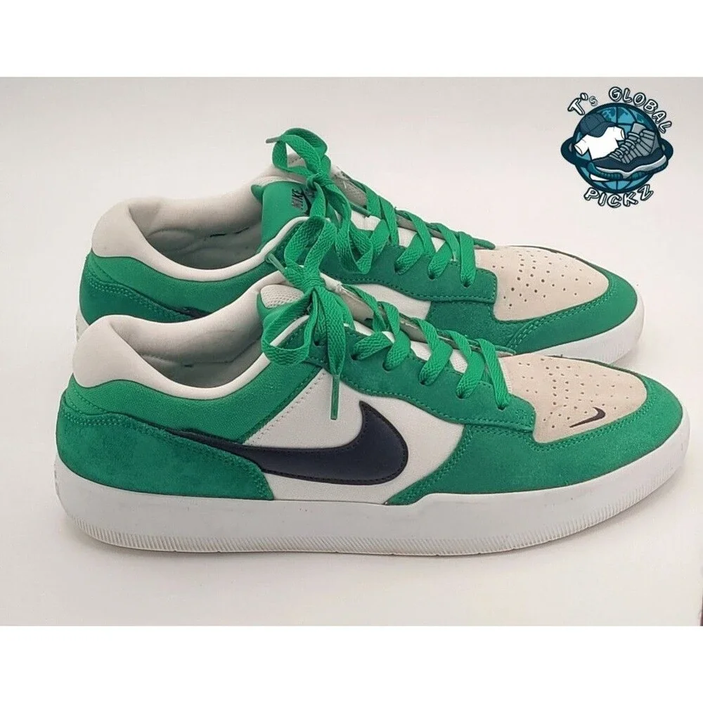 Nike Force 58 SB Low Top Lace-Up Suede Sneakers White/Green/Black Mens Size 10
